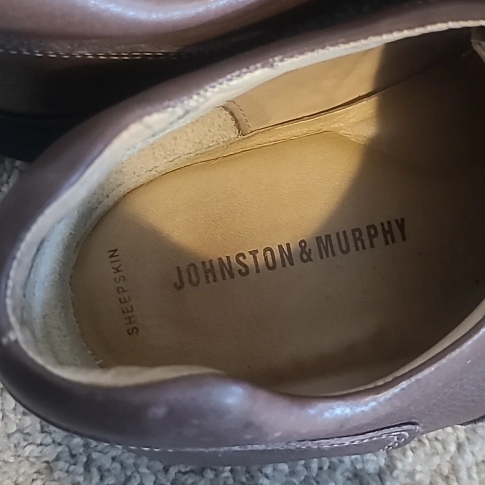 GUC Johnston & Murphy Sheepskin Oxford Brown Dress Shoes Men's Sz 10.5M